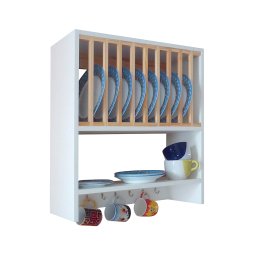 Armário Cozinha Suspenso Porta Pratos Louças e Canecas Branco - 3