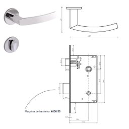 Fechadura Banheiro Brava 5086593/55 - Inox Polido Arouca - 2
