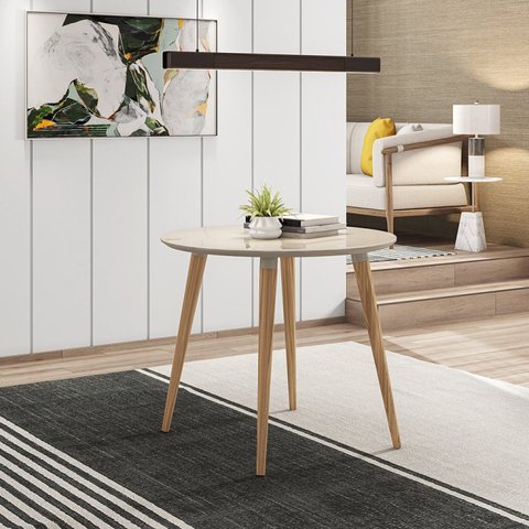 Mesa para Sala de Jantar Redonda 90cm Tampo em Vidro Veneza 