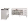 Cozinha Balcão Armário Gabinete de Pia 150 Cm Deise e Balcão Evelyn para Fogão Cooktop 4 Bocas Branc - 4