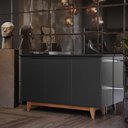 Ver imagem 3 de Buffet 3 Portas Aparador Servir Sala Jantar Cozinha Flow Ej Móveis:preto