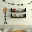 Ver imagem 1 de Par de Prateleiras Aba U - Preto Mdf - Organizador Dormitorio Bebe Infantil Kids