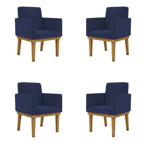 KIT 4 Poltronas Azul Marinho Reforçadas Penteadeira Quarto