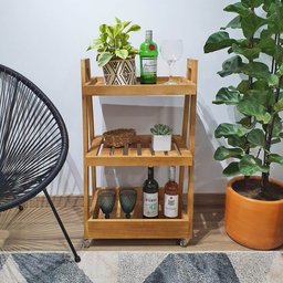Carrinho Bar Stella 85A X 50L X 35P em Madeira de Pinus - MEL - 3