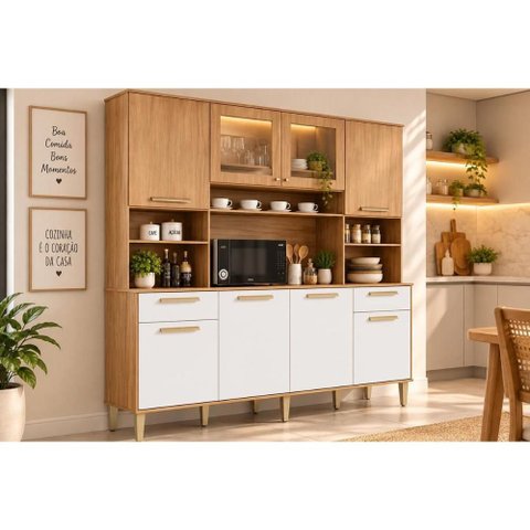 Cozinha Compacta Diamante 8 Portas 2 Gav Cinamomo/Branco MGM