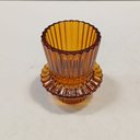 Ver mais imagens de Castiçal Decorativo de Vidro Marrom 7x6x6cm Porta Vela Mesa Jantar Decoração