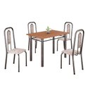Ver imagem 2 de Conjunto Sala de Jantar com 4 Cadeiras Lívia Prata/Bege/Marrom