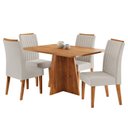 Ver imagem 2 de Conjunto Sala de Jantar Mesa 120x77,5cm Tampo sem Vidro com 4 Cadeiras Tannat Yescasa Bege/Mel