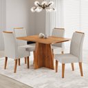 Ver imagem 1 de Conjunto Sala de Jantar Mesa 120x77,5cm Tampo sem Vidro com 4 Cadeiras Tannat Yescasa Bege/Mel
