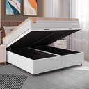 Ver imagem 3 de Cama Box Baú Colchão Casal King Molas Ensacadas Real 193x203x68cm Branco / Bege Linho Inducol