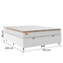 Ver imagem 4 de Cama Box Baú Colchão Casal King Molas Ensacadas Real 193x203x68cm Branco / Bege Linho Inducol