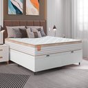 Ver imagem 2 de Cama Box Baú Colchão Casal King Molas Ensacadas Real 193x203x68cm Branco / Bege Linho Inducol