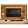 Rack para Sala com Painel Ripado para Tv 75 Pol 268cm Orizon L05 Nature Off White - Lyam Decor - 1