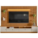 Ver imagem 1 de Rack para Sala com Painel Ripado para Tv 75 Pol 268cm Orizon L05 Nature Off White - Lyam Decor