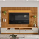 Ver imagem 2 de Rack para Sala com Painel Ripado para Tv 75 Pol 268cm Orizon L05 Nature Off White - Lyam Decor