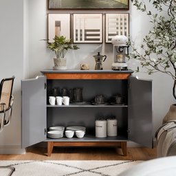 Aparador Bancada Sala Buffet Balcão Armário Cozinha Cantinho do Café 2 Portas Flow - 2