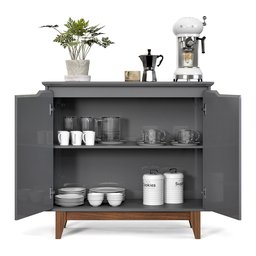 Aparador Bancada Sala Buffet Balcão Armário Cozinha Cantinho do Café 2 Portas Flow - 6