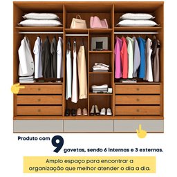 Guarda Roupa Casal 6 Portas 9 Gavetas Esparta Tcil Móveis - 10