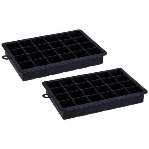 Kit 2 Formas de Gelo Silicone 24 Cubos 19,5x12,5x3cm Preto Weck Retangular Maleável Refrigeradores