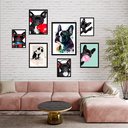 Ver imagem 1 de Kit 7 Quadros Decorativos Bulldogs - com Vidro: Moldura Branca