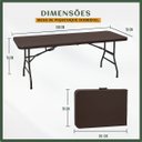 Ver imagem 3 de Mesa Dobrável Vira Mala Portátil 1.8mcamping Pesca Área Externa Interna Festa Gourmet Marrom Luvinco