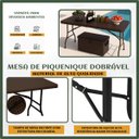 Ver imagem 2 de Mesa Dobrável Vira Mala Portátil 1.8mcamping Pesca Área Externa Interna Festa Gourmet Marrom Luvinco