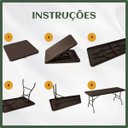 Ver imagem 4 de Mesa Dobrável Vira Mala Portátil 1.8mcamping Pesca Área Externa Interna Festa Gourmet Marrom Luvinco