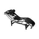 Ver imagem 1 de Chaise Lc-4 Cromada em Couro Vaquejado Preto e Branco
