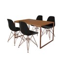 Ver imagem 2 de Mesa Industrial Base Ferro Cobre 137x75 Tampo Canela 4 Cadeiras Eiffel Ferro Cobre Assento Preto