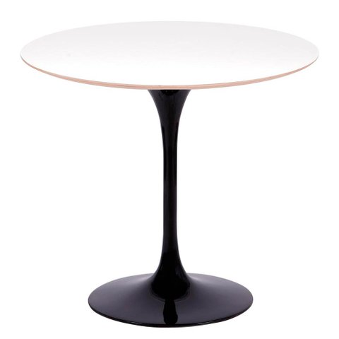 Mesa Saarinen Redonda Fórmica Branca 124cm - Base Preta
