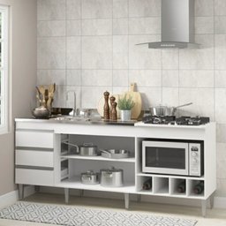 Balcão de Cozinha Compacto Completo para Pia e Cooktop 182,5x52cm Nicho Forno Mdp 2035 Menu Móveis - 4