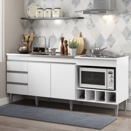 Balcão de Cozinha Compacto Completo para Pia e Cooktop 182,5x52cm Nicho Forno Mdp 2035 Menu Móveis - 3