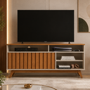 Ver imagem 1 de Rack para TV 50 Polegadas com 2 Portas Turin 1,36 - Off White/Freijó