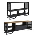 Ver imagem 1 de Rack 180 Cm Gaveta Aparador 130 Cm Industrial 17x21 Preto Mell Pp