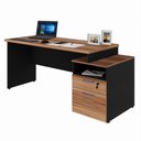 Ver imagem 4 de Mesa para Escritório 150x65cm 2 Gavetas com Chave Yaris YAR1565 Marrom/Preto - Gebb Work
