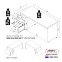Ver imagem 7 de Mesa para Escritório 2 Gavetas com Chave Yaris Yar1565 Office 150x65cm Marrom/preto