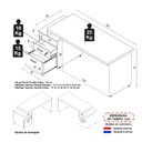 Ver imagem 7 de Mesa para Escritório 150x65cm 2 Gavetas com Chave Yaris YAR1565 Marrom/Preto - Gebb Work
