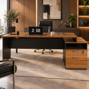 Ver imagem 1 de Mesa para Escritório 150x65cm 2 Gavetas com Chave Yaris YAR1565 Marrom/Preto - Gebb Work