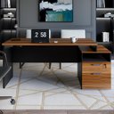 Ver imagem 2 de Mesa para Escritório 2 Gavetas com Chave Yaris Yar1565 Office 150x65cm Marrom/preto