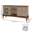 Ver imagem 4 de Rack de Madeira para Tv até 50 Polegadas 2 Gavetas 1 Porta - Amêndoa com Tampo e Base Imbuia Glazer