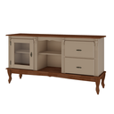 Ver imagem 2 de Rack de Madeira para Tv até 50 Polegadas 2 Gavetas 1 Porta - Amêndoa com Tampo e Base Imbuia Glazer