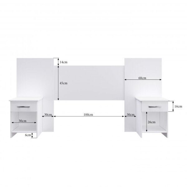 Conjunto para Quarto Casal Cabeceira com Mesa Auxiliar e Cômoda 4 Gavetas Espresso Móveis - 10