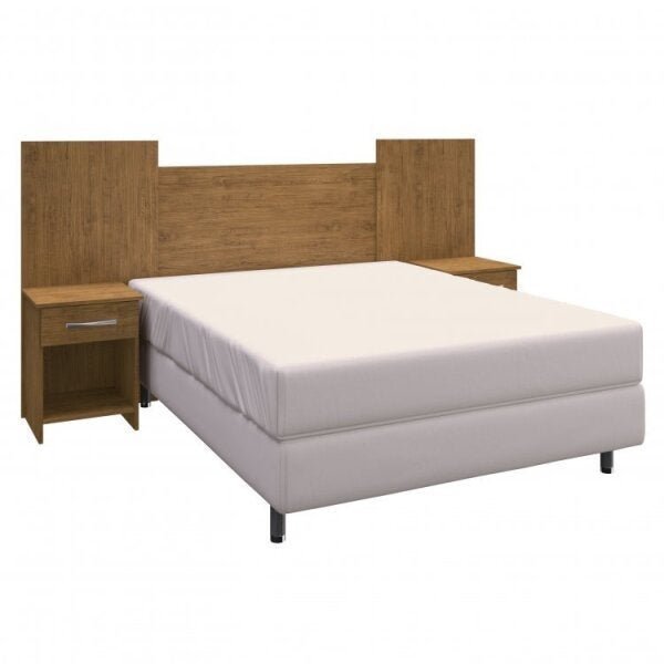 Conjunto para Quarto Casal Cabeceira com Mesa Auxiliar e Cômoda 4 Gavetas Espresso Móveis - 9