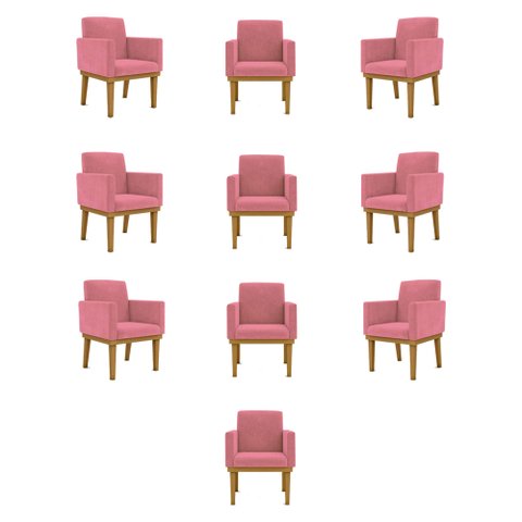 Kit 10 Poltronas Decorativa Reforçada Oferta - Balaqui Decor Cor:Rosa
