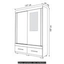 Ver imagem 3 de Guarda Roupa Solteiro 137cm com Espelho Darius Freijó/off C01 - Mpozenato