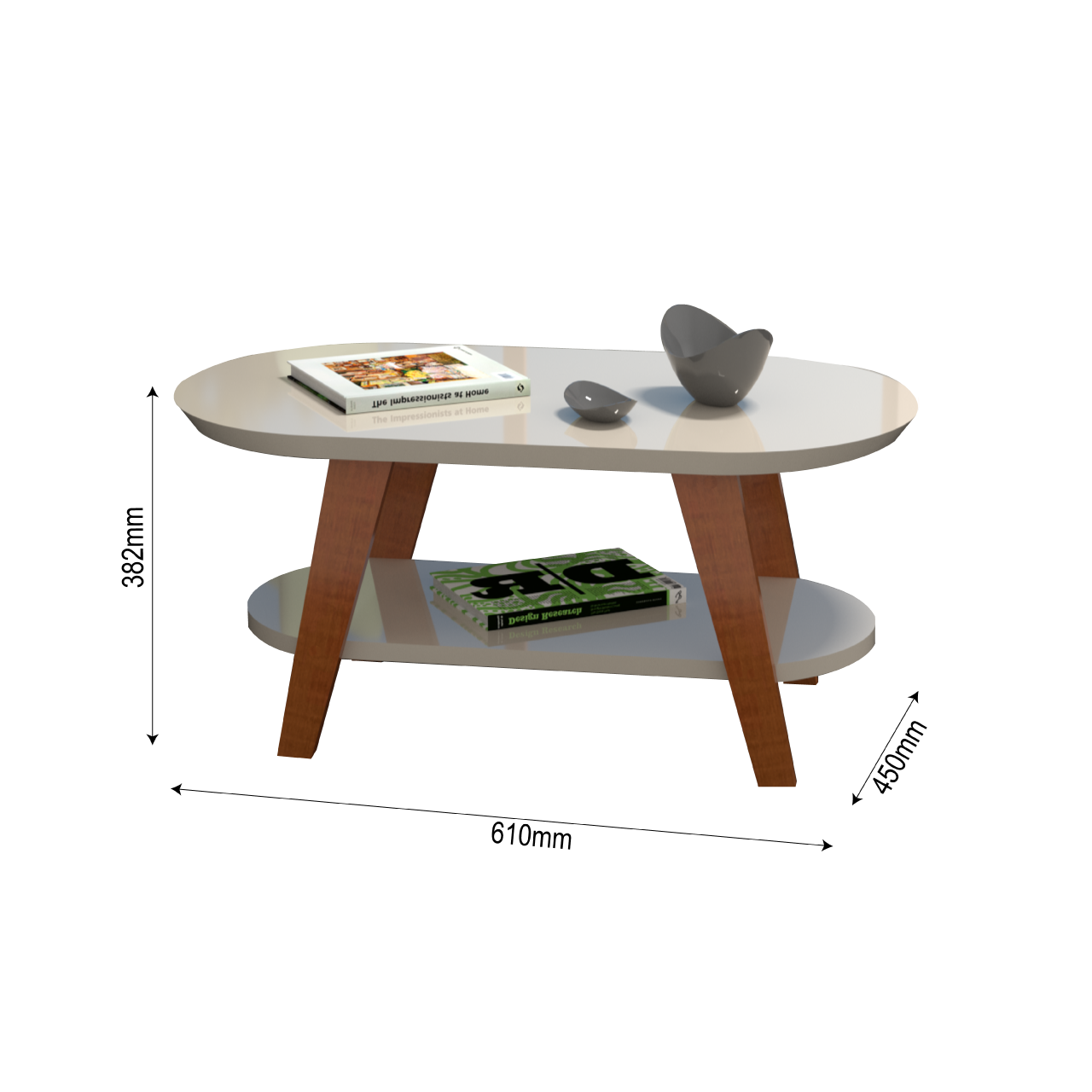 Mesa de Centro Dubai Off White em Mdf - 2