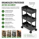 Ver imagem 2 de Carrinho Organizador Multiuso com 3 Prateleiras e Rodinhas (