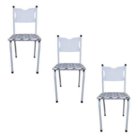 Kit 3 Cadeira para Cozinha Mc Tubular Almofadada Estrutura Branca com Assento Captone Medcombo