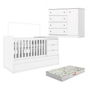 Ver imagem 1 de Berço Multifuncional Cleo e Cômoda Infantil Americano Branco Fosco com Colchão Gazin - Henn