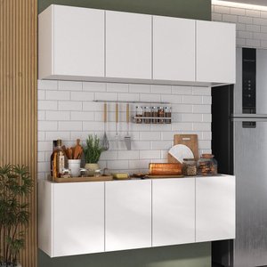 Kit Armário de Cozinha e Balcão 4 Portas Multimóveis Mp2161 Branco